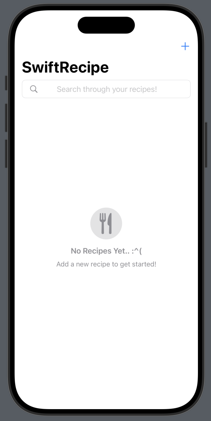 Swift Recipe App front page